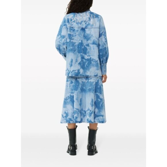 GANNI bleach denim button up shirt top size 34/ S - Picture 3 of 10